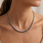 Bezel Set Natural Blue Sapphire Tennis Necklace Lifestyle RG