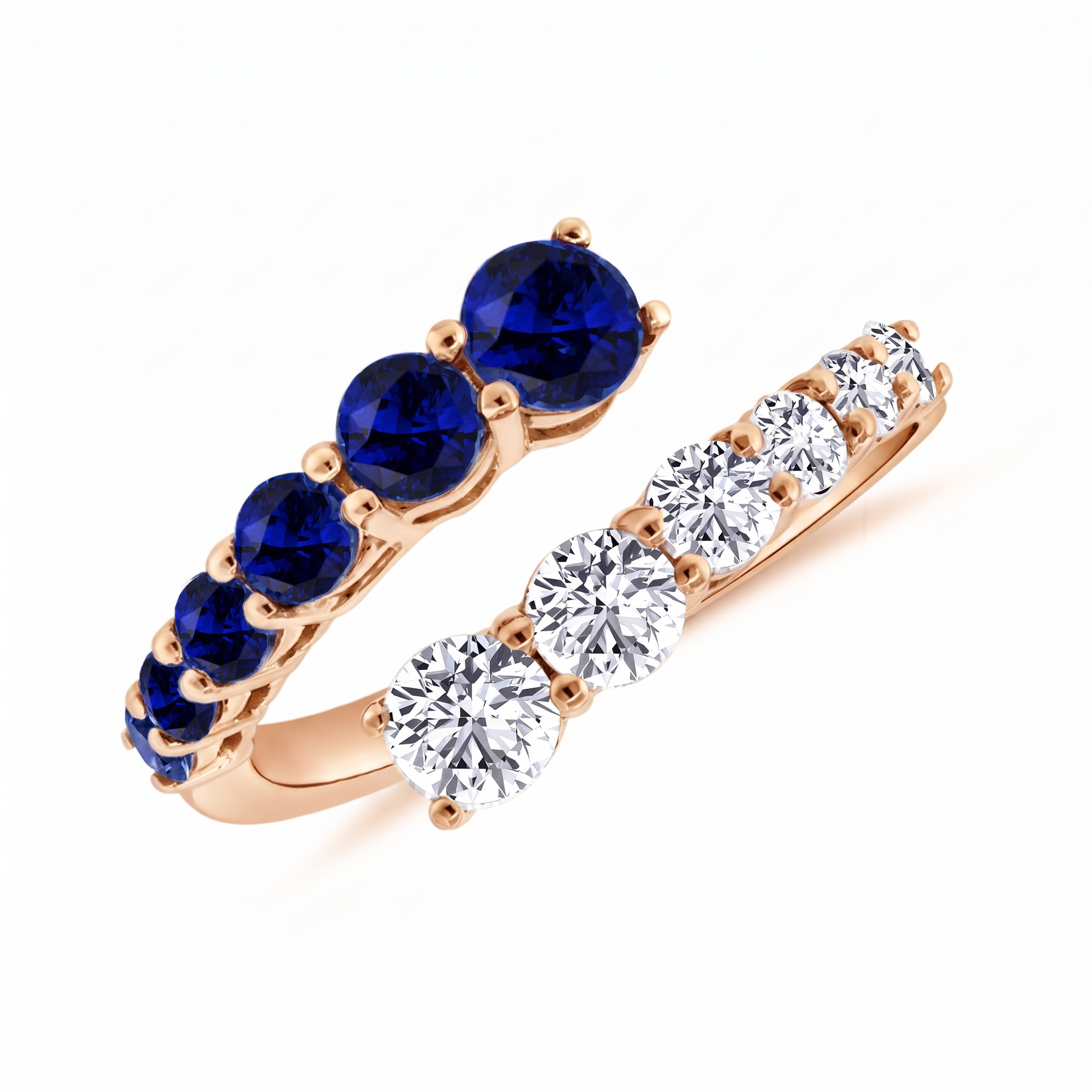 Round Cut Natural Blue Sapphire and Diamond Wrap Ring RG 2