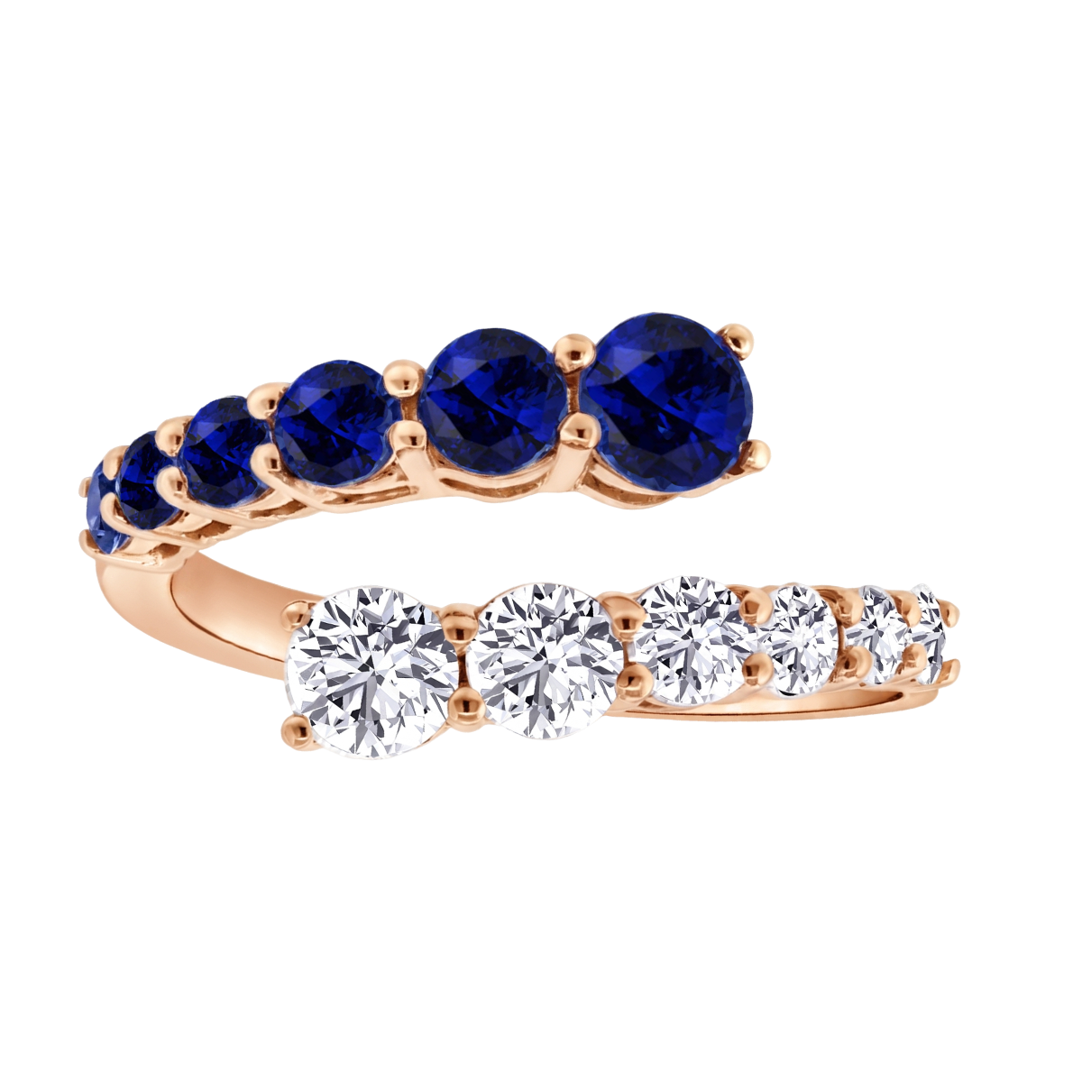 Round Cut Natural Blue Sapphire and Diamond Wrap Ring RG