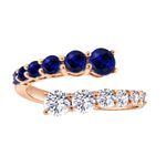 Round Cut Natural Blue Sapphire and Diamond Wrap Ring RG