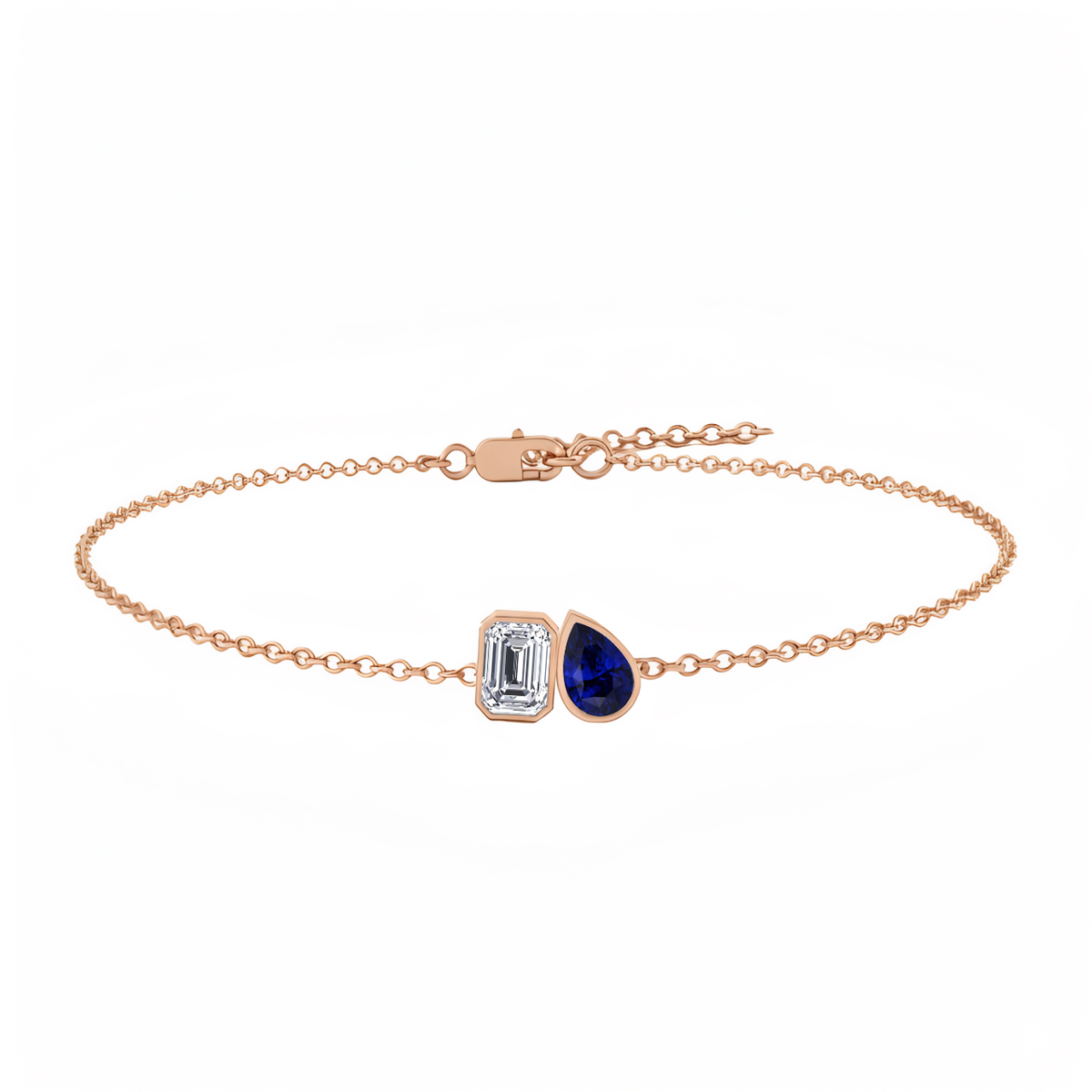 RG Emerald & Blue Sapphire Pear Shape  Natural Diamond Bracelet front view