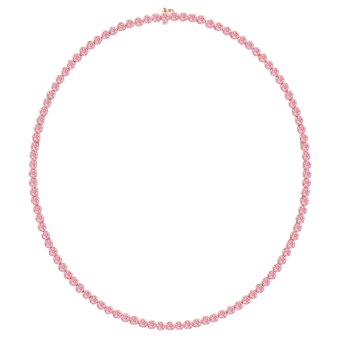 Bezel Set Natural Pink Sapphire Tennis Necklace RG
