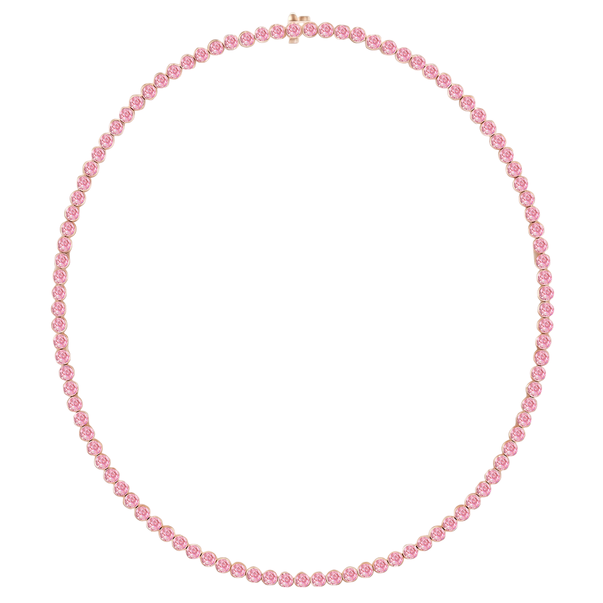 Bezel Set Natural Pink Sapphire Tennis Necklace RG