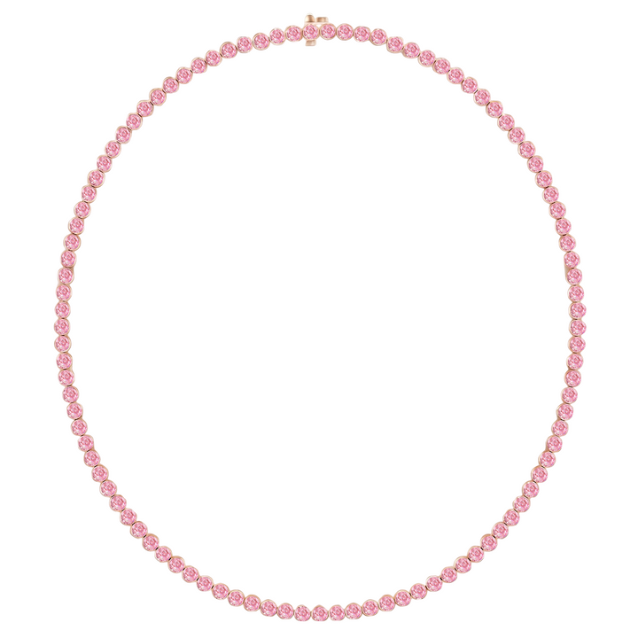 Bezel Set Natural Pink Sapphire Tennis Necklace RG