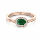 Natural Oval Shape Green Emerald Halo Engagement Ring RG 2