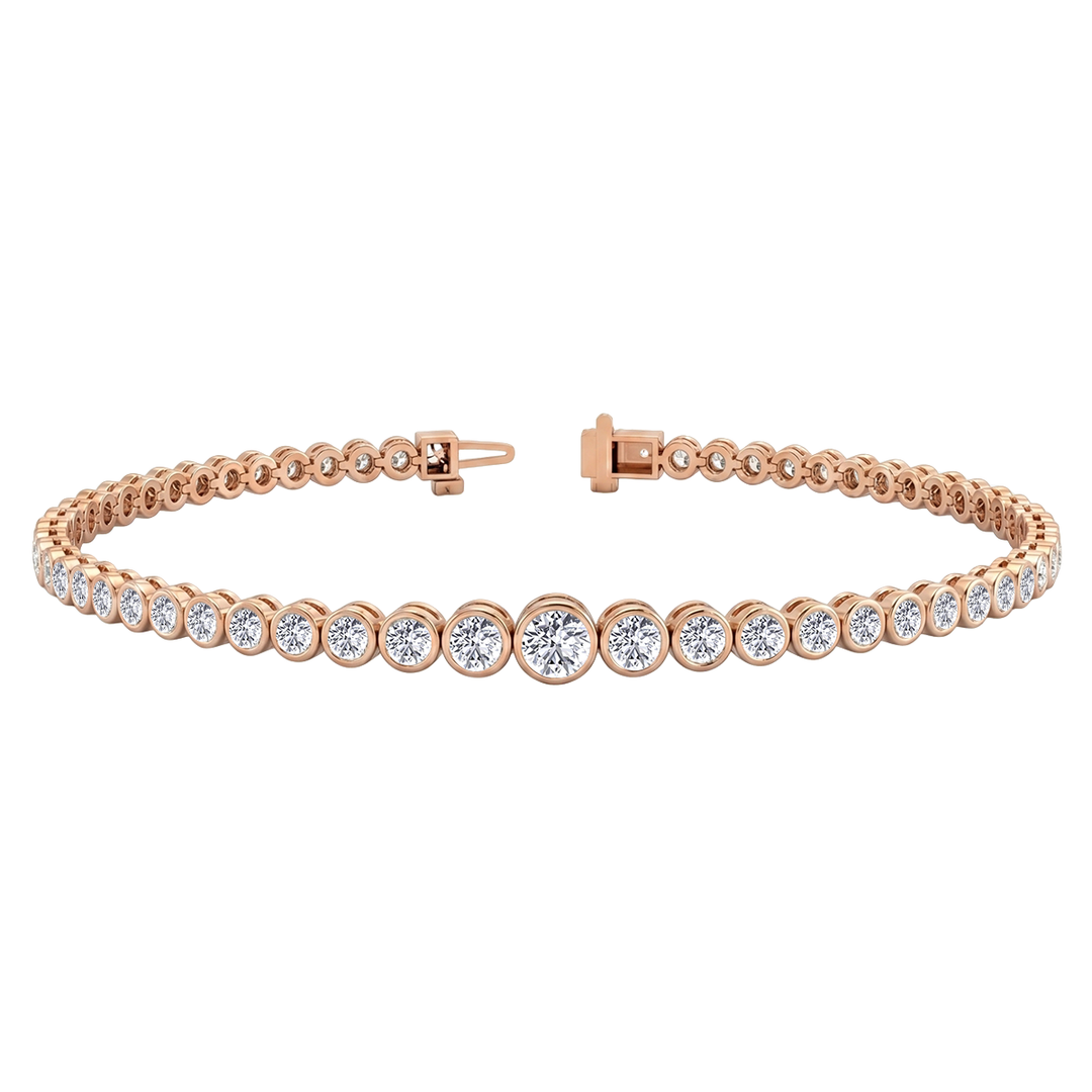 Bezel Set Graduated Natural Diamond Tennis Bracelet RG