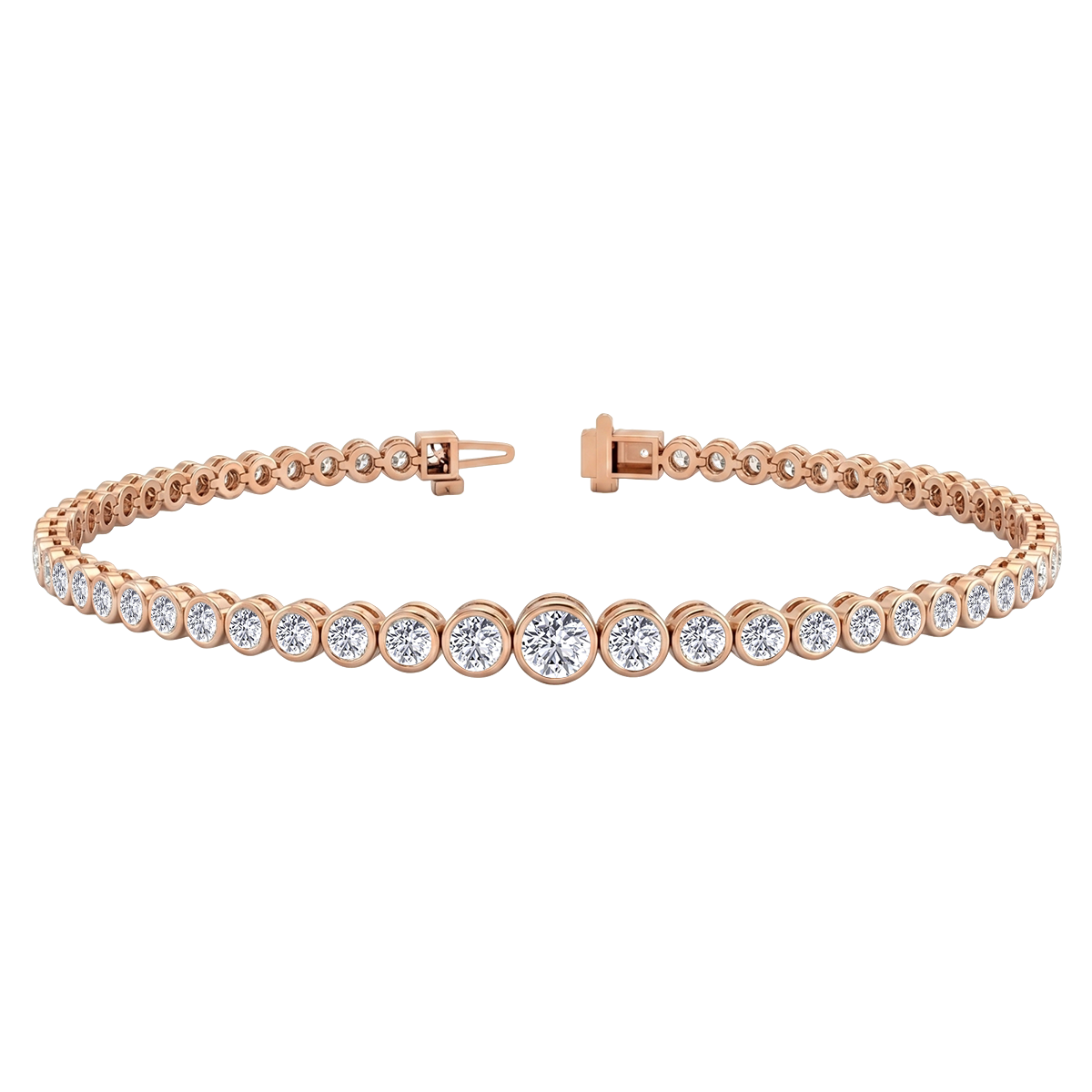 Bezel Set Graduated Natural Diamond Tennis Bracelet RG