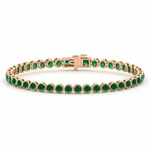 Natural Green Emerald Round Bezel Tennis Bracelet RG