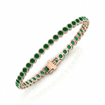 Natural Green Emerald Round Bezel Tennis Bracelet RG 2