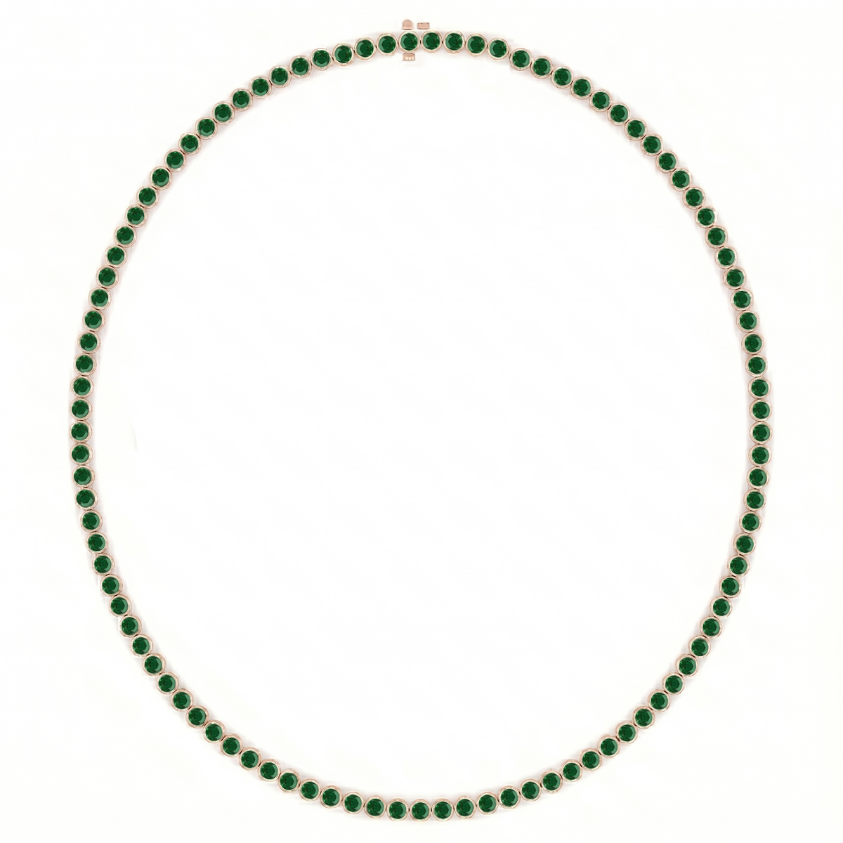 Bezel Set Natural Green Emerald Tennis Necklace RG