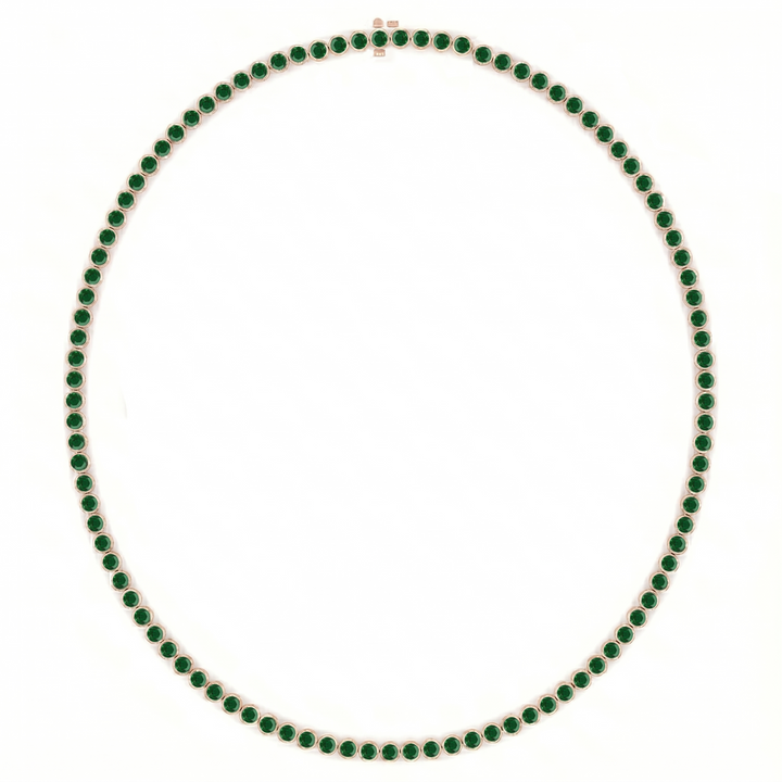 Bezel Set Natural Green Emerald Tennis Necklace RG