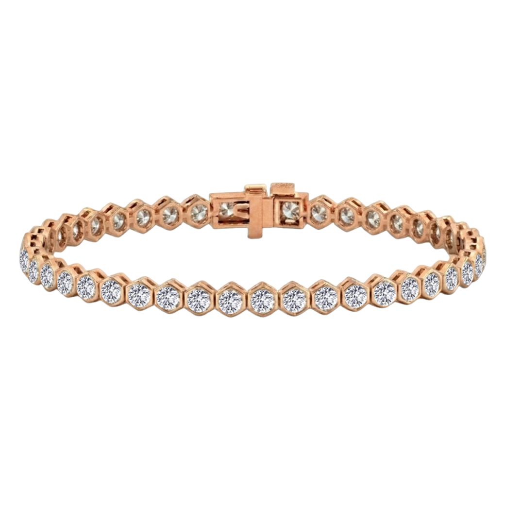 Bezel Set Natural Diamond Honeycomb Tennis Bracelet RG
