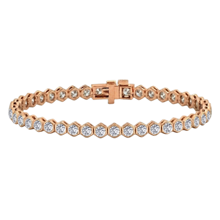 Bezel Set Natural Diamond Honeycomb Tennis Bracelet RG