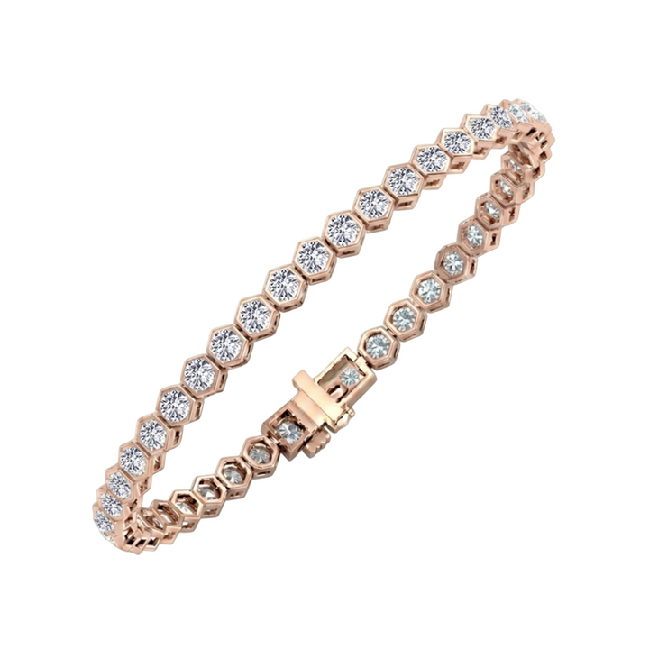 Bezel Set Natural Diamond Honeycomb Tennis Bracelet RG2