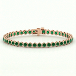 Bezel Set Natural Green Emerald Honeycomb Tennis Bracelet RG
