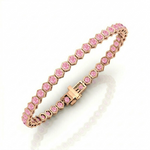 Bezel Set Natural Pink Sapphire Honeycomb Tennis Bracelet RG