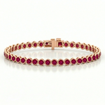 Bezel Set Natural Red Ruby Honeycomb Tennis Bracelet RG