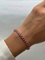 Bezel Set Natural Red Ruby Honeycomb Tennis Bracelet LIFESTYLE RG
