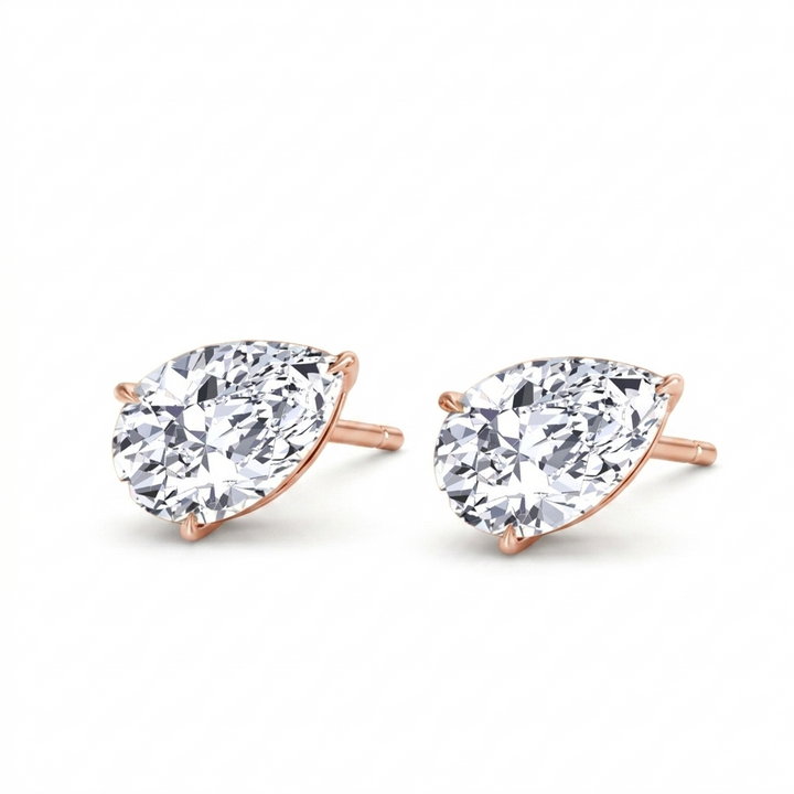 Pear Shaped East West Natural Diamond Studs RG
