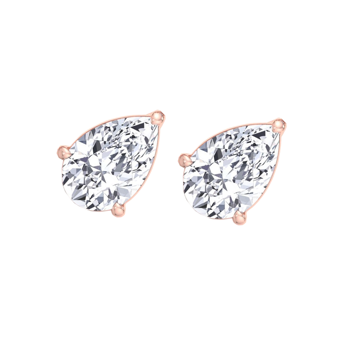 Pear Shaped East West Natural Diamond Studs RG 2