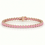 Bezel Set Natural Pink Sapphire Tennis Bracelet Rose Gold 18K