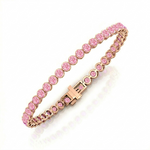 Bezel Set Natural Pink Sapphire Tennis Bracelet Rose Gold 14K