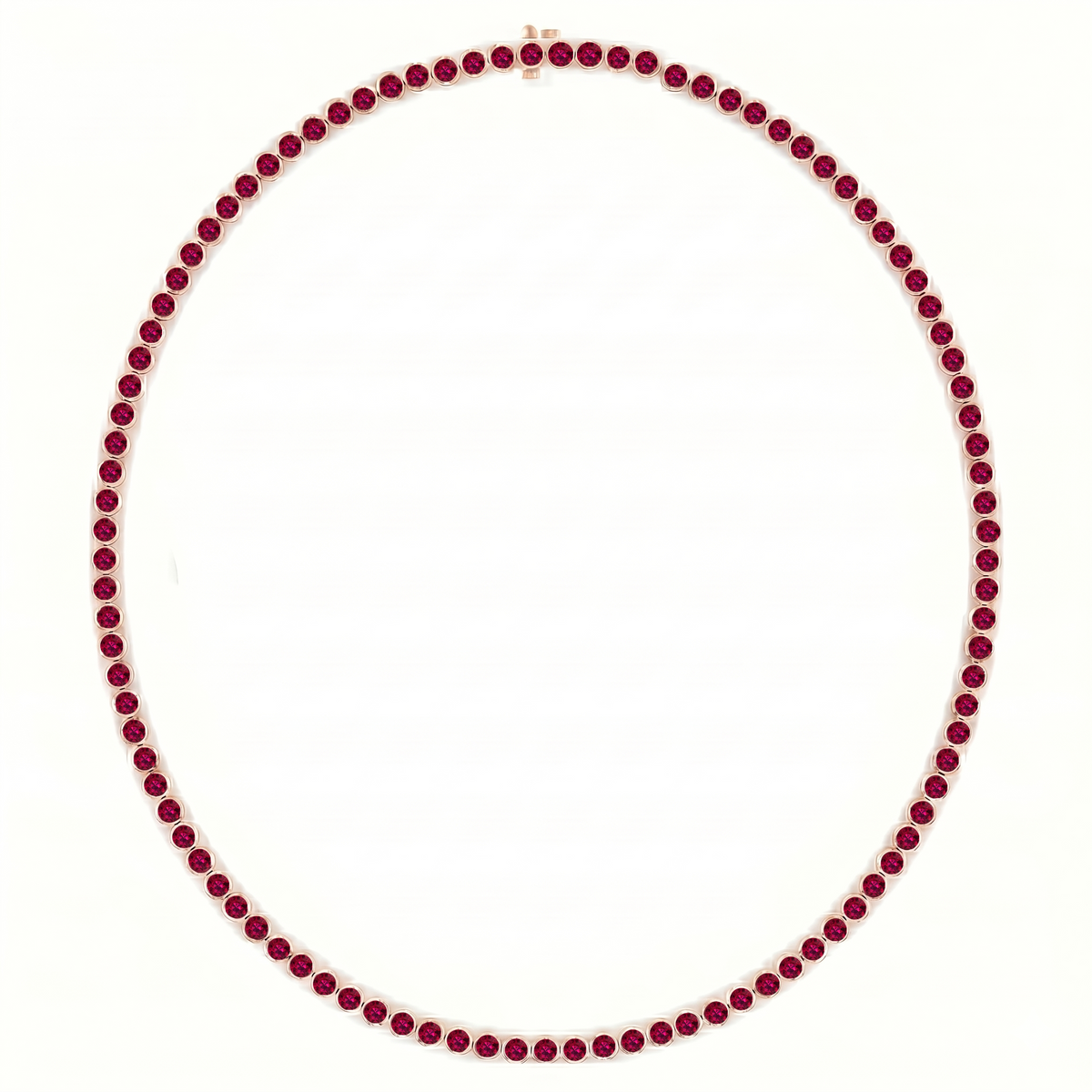 Bezel Set Natural Red Ruby Tennis Necklace RG