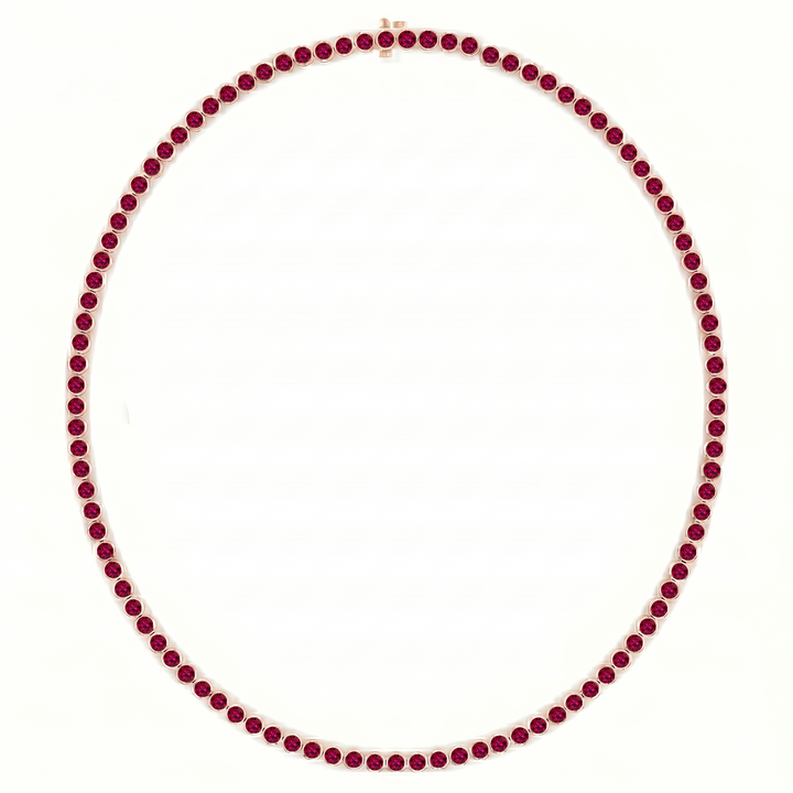 Bezel Set Natural Red Ruby Tennis Necklace RG