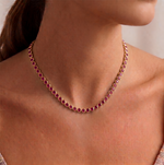 Bezel Set Natural Red Ruby Tennis Necklace lifestyle RG
