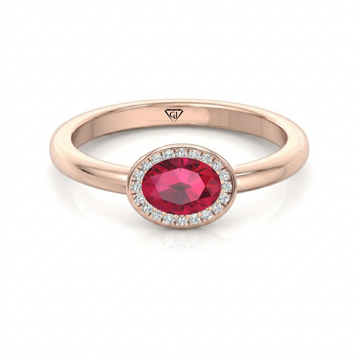 Natural Oval Shape Red Ruby Halo Engagement Ring RG 2