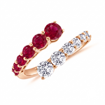 Round Cut Natural Red Ruby and Diamond Wrap Ring RG 2