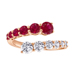 Round Cut Natural Red Ruby and Diamond Wrap Ring RG