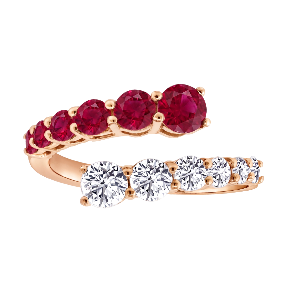 Round Cut Natural Red Ruby and Diamond Wrap Ring RG