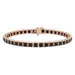 Bezel Set Princess Cut Natural Black Diamond Tennis Bracelet RG