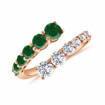 Round Cut Natural Green Emerald and Diamond Wrap Ring RG2