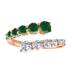 Round Cut Natural Green Emerald and Diamond Wrap Ring RG