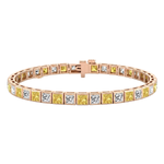 Bezel Set Princess Cut Natural Fancy Yellow & Natural Diamond Bracelet RG