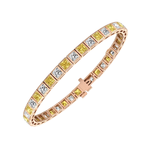 Bezel Set Princess Cut Natural Fancy Yellow & Natural Diamond Bracelet RG 2