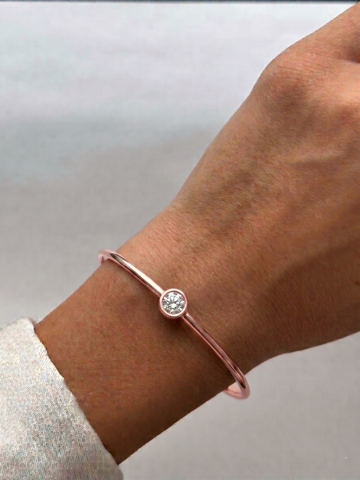 Ciella - Bezel Set Natural Diamond Solitaire Bangle