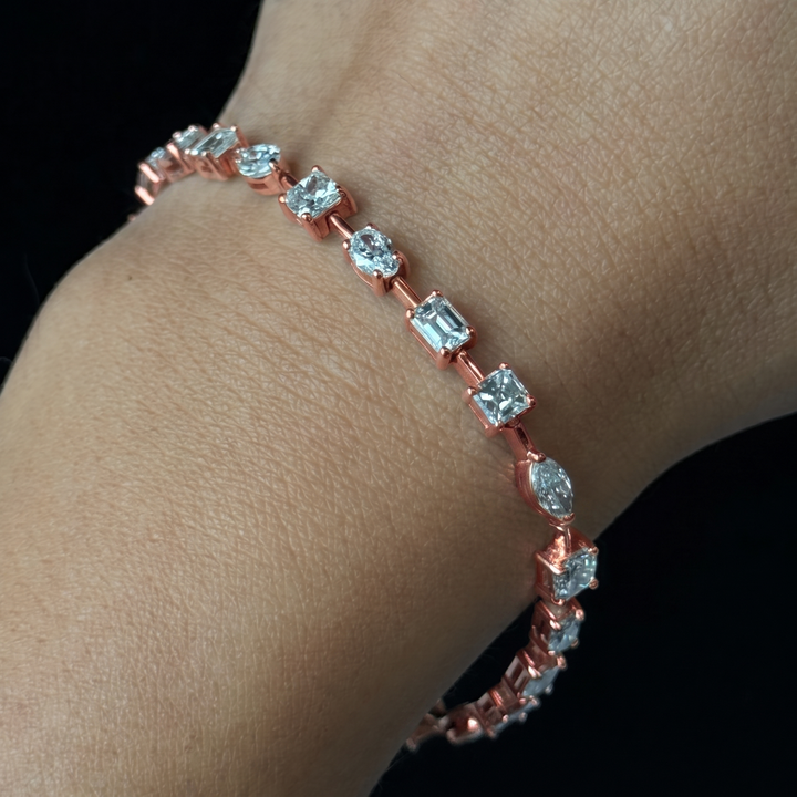 10.50CT T.W Multi Shape Natural Diamond Tennis Bracelet 14K Solid Gold