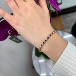 Black and White Alternating Natural Diamond Tennis Bracelet Rose Gold