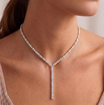 4 Prong Natural Diamond Y Drop Tennis Necklace Lifestyle image RG 