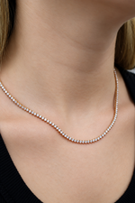 RG 3 Prong Natural Diamond Tennis Necklace - Martini Style