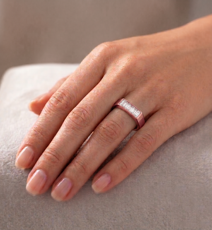 Baguette Shape Channel Setting Natural Diamond Wedding Band