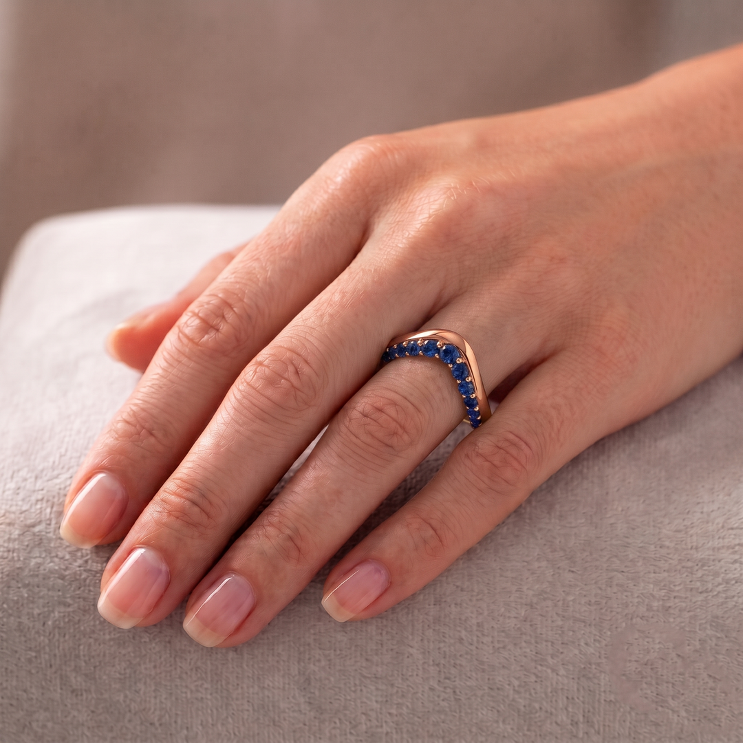 Natural Blue Sapphire Invisible Halo Eternity Band