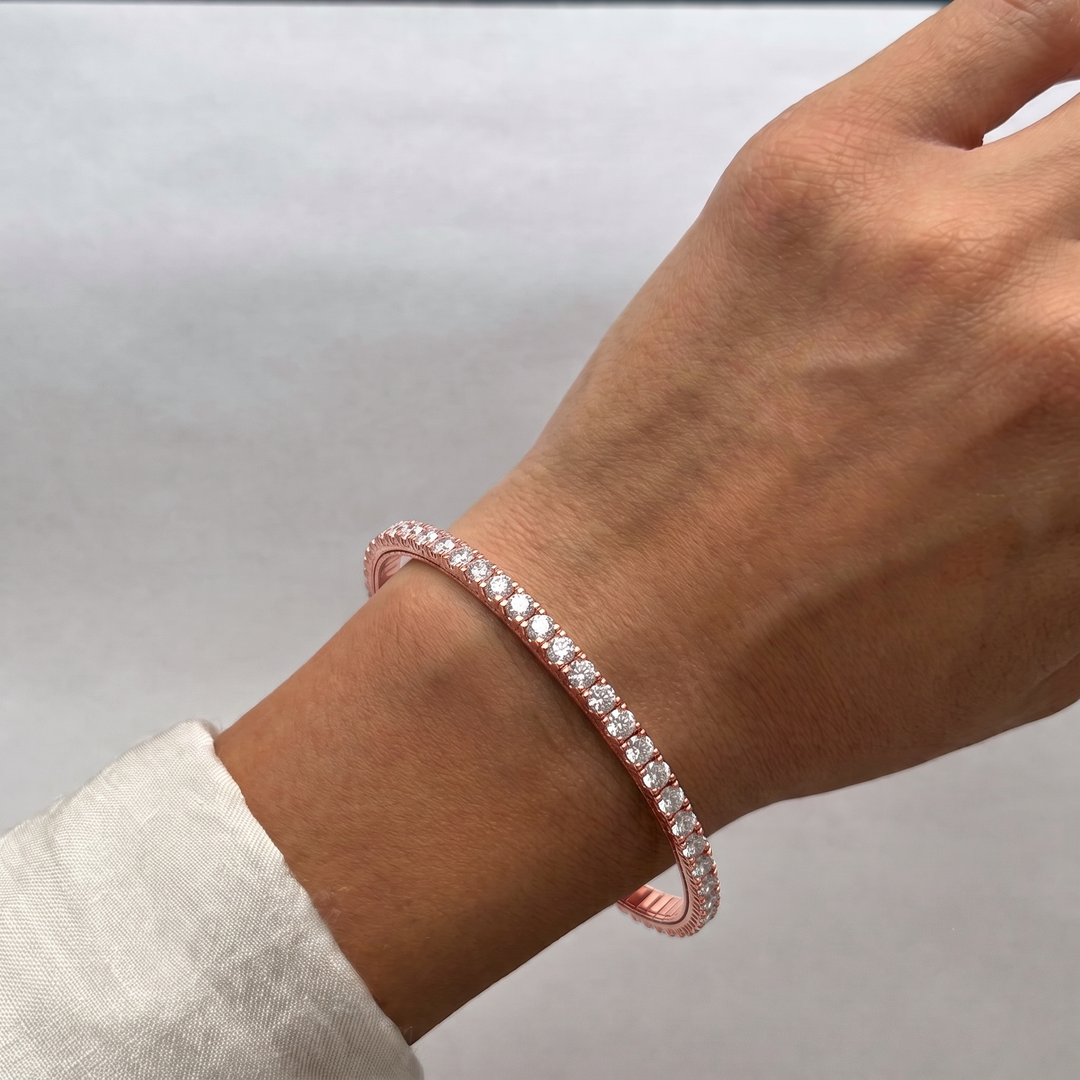 Flexible Stretch Natural Diamond Tennis Bracelet in 14K Solid Gold