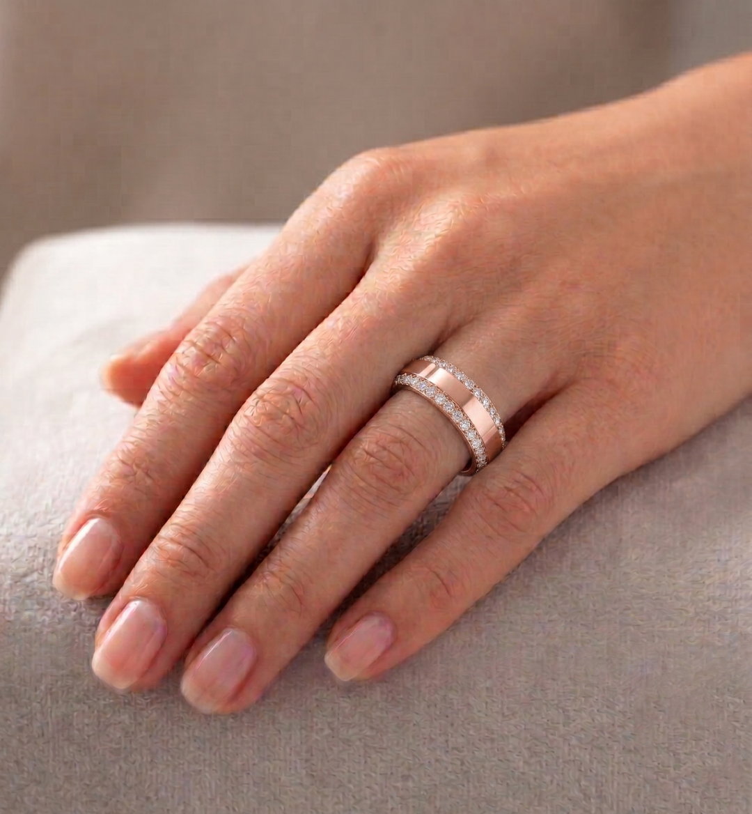 1.50CT Beveled Natural Diamond Wedding Band