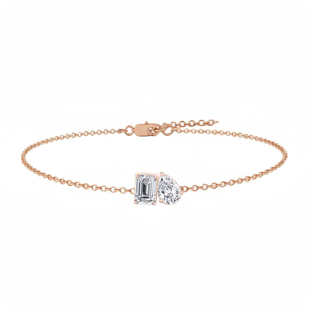 RG Emerald & Pear Shape in 4 Prong  Diamond Bracelet front view