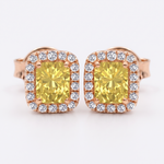 Radiant Cut Natural Fancy Yellow Diamond Halo Studs RG