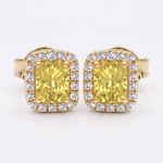 Radiant Cut Natural Fancy Yellow Diamond Halo Studs YG